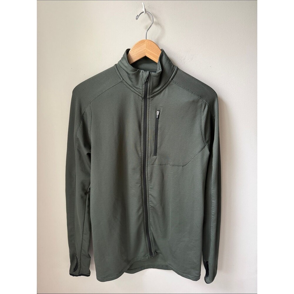 H&M Sport Running Full Zip Athletic Jacket Thumbhole Olive Green
